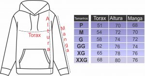 Tabela de Tamanhos Blusa de Moletom Aborigine